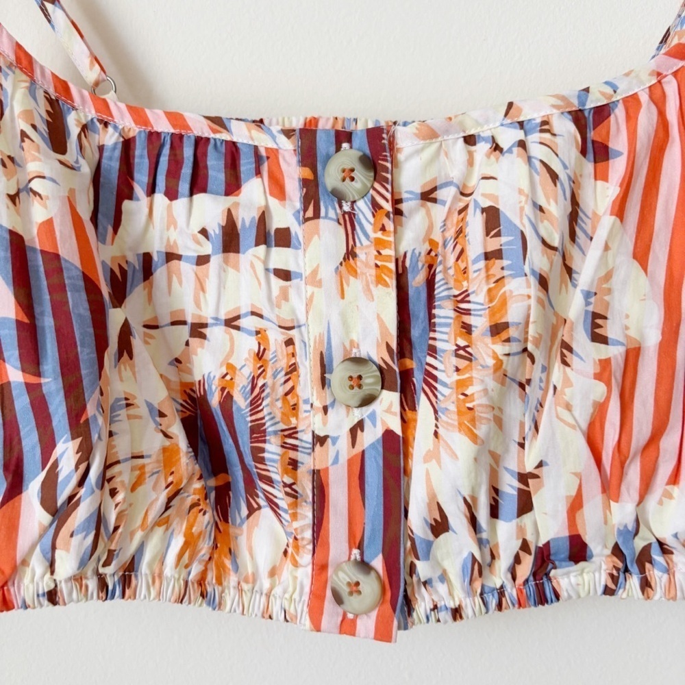 Anthropologie Floral Striped Cropped Tank Top Medium NEW NWT - Picture 3 of 8